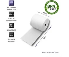 Qoltec 51892 Terminis ritinys 80 x 80 | 55g/m2 | 10 vnt | Be BPA