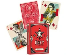 Theory 11 Žaidimų Kortos - OBEY Theory11 Raudonas Komplektas 52 Kortos + 2 Džokeriai + 2 OBEY Kortos