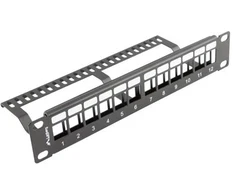 LANBERG patch panel blank 12 port 1U su organizatoriumi Keystone moduliams juodas