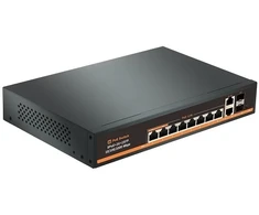 Tinklo Jungiklis - HiSmart 8-Port PoE Jungiklis 120W Galia Juoda