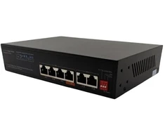 Tinklo Jungiklis - HiSmart PoE Jungiklis 4ch 1000Mbps 2G Uplink 65W AI Extend Juodas