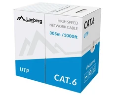 Tinklo Kabelis - LANBERG UTP CAT.6 305M Varis 250MHz RoHS Pilkas