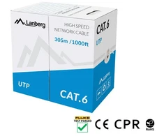 Tinklo Kabelis - LANBERG UTP CAT.6 305M Varis 250MHz RoHS Pilkas