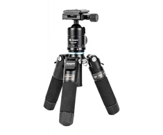 Tripodas - Fotopro M-5 Mini 2 Tripodas su FPH-53P Galva, 8kg Apkrovos Talpa, 13.9–48.6 cm, Aliuminis Juodas