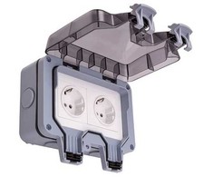 Tuya Elektros Lizdas - Atsparus Orui Perjungiamas Lizdas 2Ch IP66 250V 16A