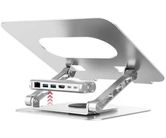 Unitek Nešiojamo Kompiuterio Laikiklis - Reguliuojamas su USB-C HDMI Hub D1109B01 PD 100W (Atnaujinta)
