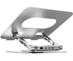 Unitek Nešiojamo Kompiuterio Laikiklis - Reguliuojamas su USB-C HDMI Hub D1109B01 PD 100W (Atnaujinta)