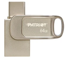 Patriot Memory Tab T560 64GB USB atmintinė, dviguba USB 120MB/s (PS64GT560DS5D), Sidabrinis