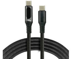 USB-C Įkrovimo Kabelis - everActive CBB-2PDL 60W, 480 MB/s, Integruotas Ekranas Juodas 2.0m