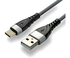 USB-C Kabelis - everActive CBB-2CG 3A Greitas Įkrovimas, 480 MB/s Duomenų Perdavimo, Nailono Apsauga, Juodas