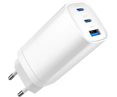 Gembird TA-UC-PDQC65-01-W 3 prievadų 65 W GaN USB „PowerDelivery“ greitasis įkroviklis, baltas