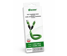 Vakoss MLU680G 4-in-1 Cable 1.5m 60W 3A QC/PD Žalias