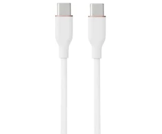 USB Kabelis - HiSmart Silikoninis USB Type-C 100W 1m Baltas