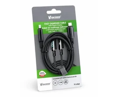 Vakoss TC-U560 USB-C į USB-C laidas su skaitmeniniu ekranu, 100 W, 1,5 m, juodas