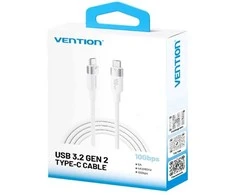 „Vention“ USB 3.2 5A 10Gbps 1m baltos spalvos USB-C–C kabelis