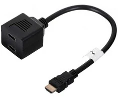 LANBERG AD-0019-BK adapter HDMI-AM->HDMI-AF x2 splitter 20cm