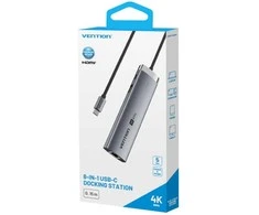 „Vention“ USB-C 8 viename 4K 60Hz 100W prijungimo stotelė