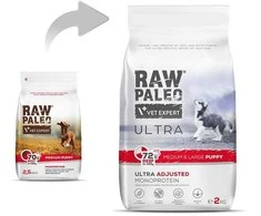 Vetexpert Šunų maistas - RAW PALEO Ultra Medium &amp; Large Puppy jautiena 2kg