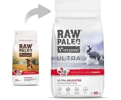 Vetexpert Šunų maistas - RAW PALEO Ultra Medium &amp; Large Puppy jautiena 10 kg
