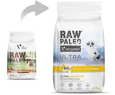 Vetexpert Šunų maistas - RAW PALEO Ultra Kalakutienos Sausas Maistas Vidutinio Ir Didelio Dydžio Šuniukams 2kg