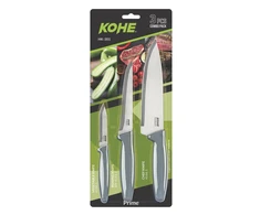 3 KOHE peilių rinkinys, įvairių spalvų, blisterinėje pakuotėje