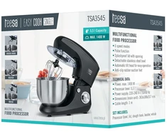 Virtuvinis kombainas Stovyklių maišyklė - Teesa Easy Cook Single, 5,5L Dubuo, 1400W, Planetinė Rotacija, Juoda