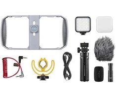 Vlogging rinkinys - Godox VK1 šautuvinis mikrofonas, RGB LED šviesa, mini trikojis