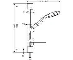 Vonios Įranga - Hansgrohe Croma 100 Dušo Stovas Vario 65 cm Su Muilo Laikikliu Chromu