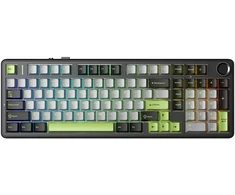 F99 Pro Juodas+Pilkas+Žalias GrayWood RGB AULA gasket klaviatūra