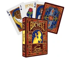 Kortų Žaidimas - Disney Beauty and the Beast Bicycle Žaidimų Kortos Su Ikoniškais Personažais, Aukso Folijos Dėžutė, Oro Pagalvės Apdaila