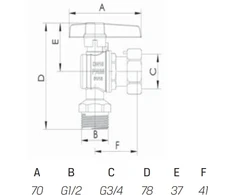 Arco Kampinis ventilis 1/2" x 3/4" i/v DK