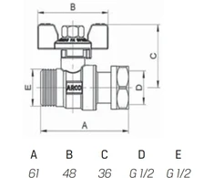 Arco Ventilis 02290, 1/2" su slankiojančia jungtim, raud. rankena
