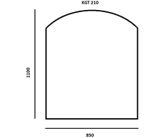 Arkesa Grūdintas stiklas po židiniu ar krosnele 6mm, arkinis šlifuotais kraštais 850x1100