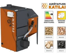 Aukstaitijos Katilai Granulinis katilas Pelemax 50 kW, komplekte su rotaciniu 50 kW degikliu, 500 l bunkeriu