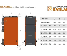 Aukstaitijos Katilai Kieto kuro katilas KLASIKA, viršutinio degimo, 20kW
