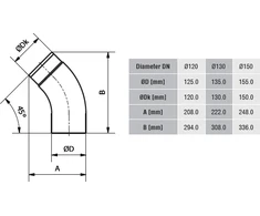 Darco Žema alkūnė KG150/45