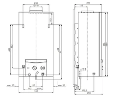 Dujinė karšto vandens šildymo kolonėlė Vaillant MAG mini 114/1 I (H-INT) (gamtinės d., bat. uždegimas)