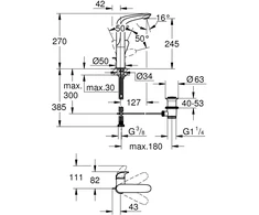 Grohe Eurostyle New L-Size praustuvo maišytuvas su d.v., chromas
