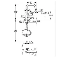 Grohe Eurosmart virtuvinis maišytuvas su ištraukiamu dušeliu,7L/min, juodas
