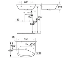 Grohe EuroCeramic praustuvas, 550x450 mm