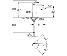 Grohe Cubeo XL praustuvo maišytuvas, chromas
