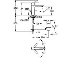 Grohe Praustuvo maišytuvas LINEARE S NEW su d.v., chromas