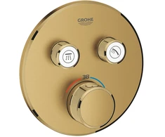 Grohe iebūvējamā dušas termostata SmartControl round virsapmetuma daļa, ar 2 izejām, brushed auksinis