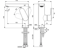 Ideal Standard Cerafine O aukštas praustuvo maišytuvas, be dugno vožtuvo, matinė juoda