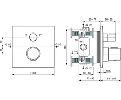 Ideal Standard Ceratherm C100 potinkinis termostatinis maišytuvas dušui ir voniai, išorinė dalis, matinė juoda