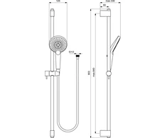 Ideal Standard Idealrain EvoJET Round 3 funkcijų dušo stovas, dušo žarna, chromas