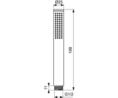 Ideal Standard IDEALRAIN metalinis rankinis dušas "stick", 8L/min, chromo spalva