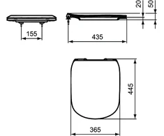 Ideal Standard poda sēdriņķis ar vāku Tesi Thin, QR/SC, matēts juodas