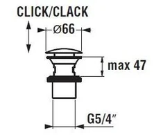 Jika Ventilis praustuvui Click-Clack, chromuotas su persipylimu