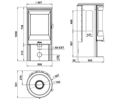 Plieninė krosnelė Invicta Neosen, su šoniniais stiklais, 6kW (P948837)
